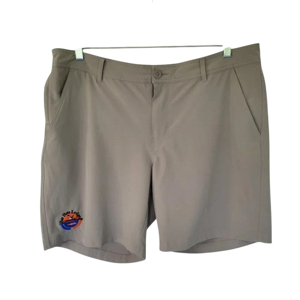 Columbia Bay Flat Lodge Shorts Mens 40 Cream Khaki Lightweight Outdoor